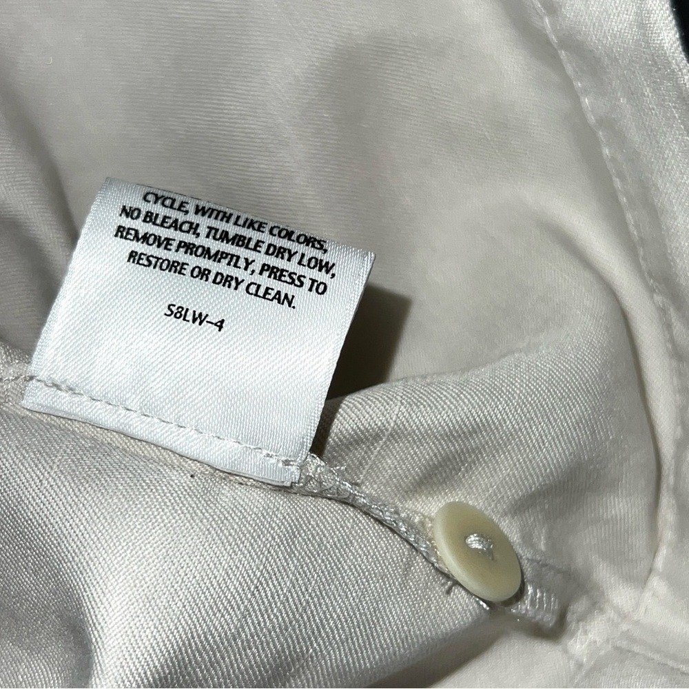 Eileen Fisher Ivory Linen Silk Woman Cropped Pants Size Large Side Zip Wide Leg - Picture 14 of 14
